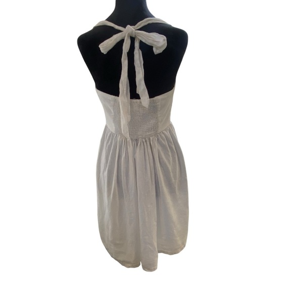 Urban Outfitters Marnie Halter Sweetheart Neckline White Linen Mini Dress SZ M - Picture 4 of 15